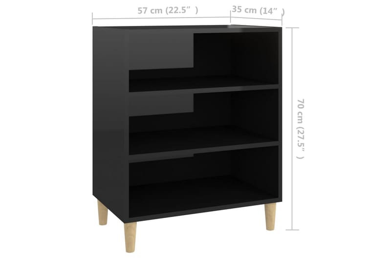 skænk 57x35x70 cm spånplade sort højglans - Sort - Opbevaring - Opbevaringsmøbler - Skænke & sideboards