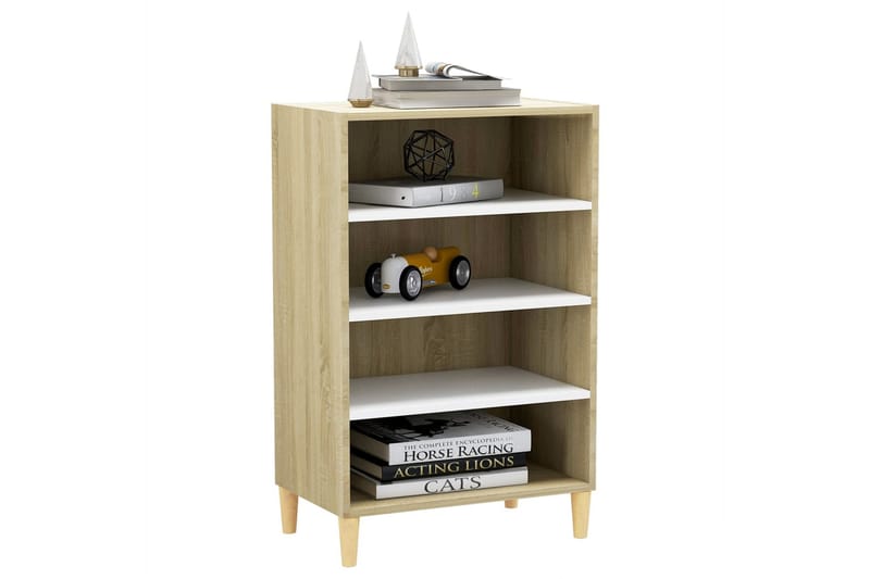 skænk 57x35x90 cm spånplade hvid og sonoma-eg - Beige - Opbevaring - Opbevaringsmøbler - Skænke & sideboards