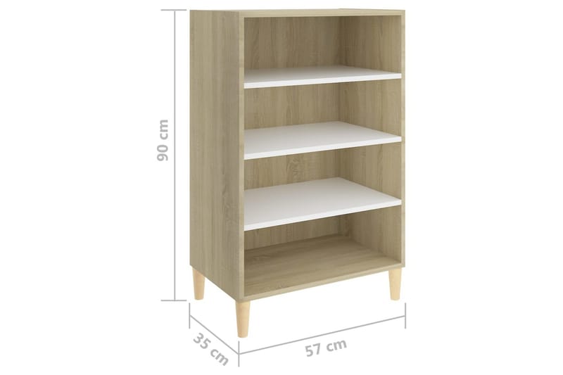 skænk 57x35x90 cm spånplade hvid og sonoma-eg - Beige - Opbevaring - Opbevaringsmøbler - Skænke & sideboards