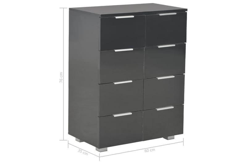 Skænk 60 X 35 X 76 Cm Spånplade Sort Højglans - Sort - Opbevaring - Opbevaringsmøbler - Skænke & sideboards