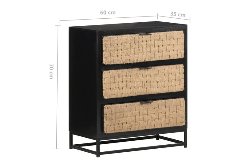 skænk 60x35x70 cm massivt mangotræ - Sort - Opbevaring - Opbevaringsmøbler - Skænke & sideboards