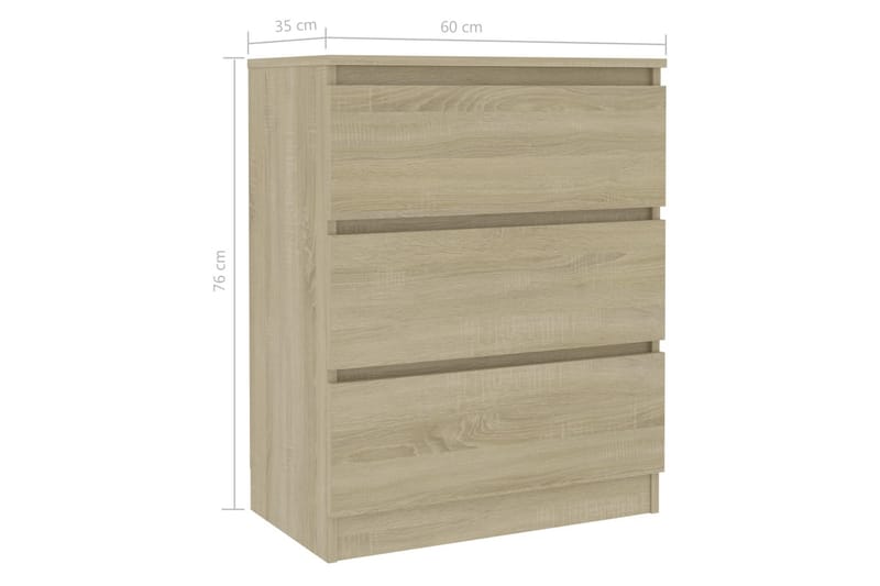 Skænk 60x35x76 cm Spånplade Sonoma-Eg - Brun - Opbevaring - Opbevaringsmøbler - Skænke & sideboards