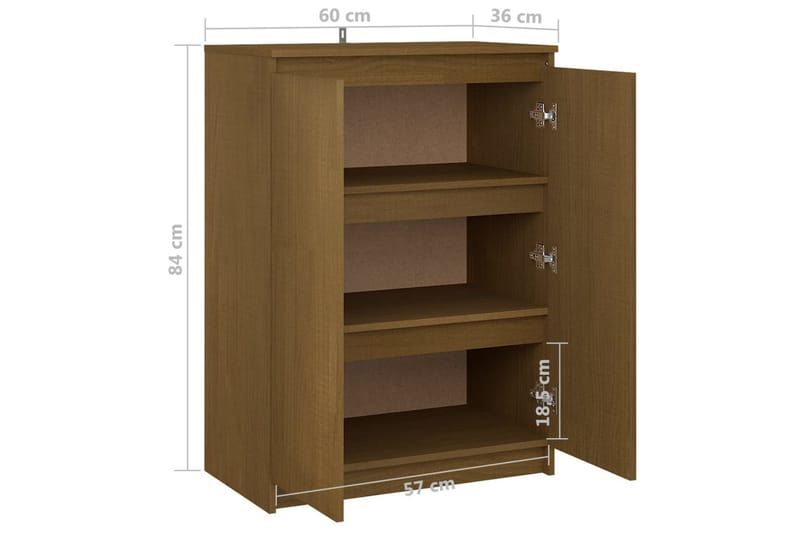 skænk 60x36x84 cm massivt fyrretræ honningbrun - Brun - Opbevaring - Opbevaringsmøbler - Skænke & sideboards