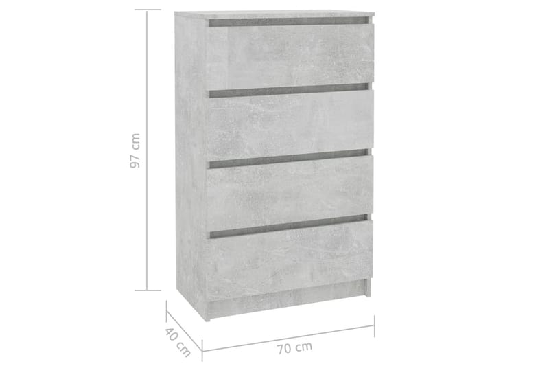 Skænk 70 x 40 x 97 cm spånplade betongrå - Grå - Opbevaring - Opbevaringsmøbler - Skænke & sideboards