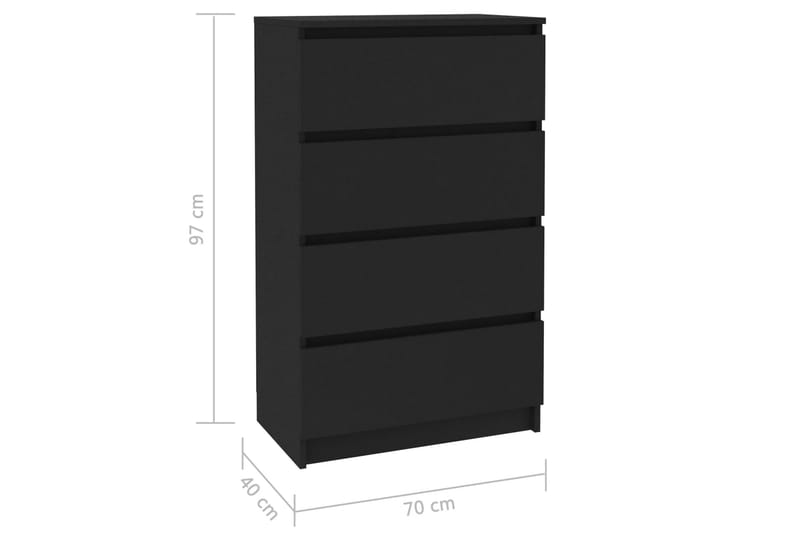 Skænk 70 x 40 x 97 cm spånplade sort - Sort - Opbevaring - Opbevaringsmøbler - Skænke & sideboards