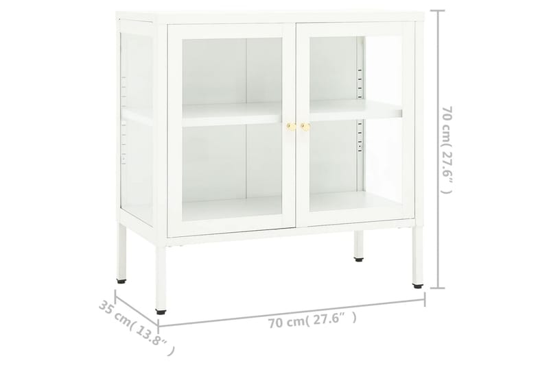 skænk 70x35x70 cm stål og glas hvid - Hvid - Opbevaring - Opbevaringsmøbler - Skænke & sideboards