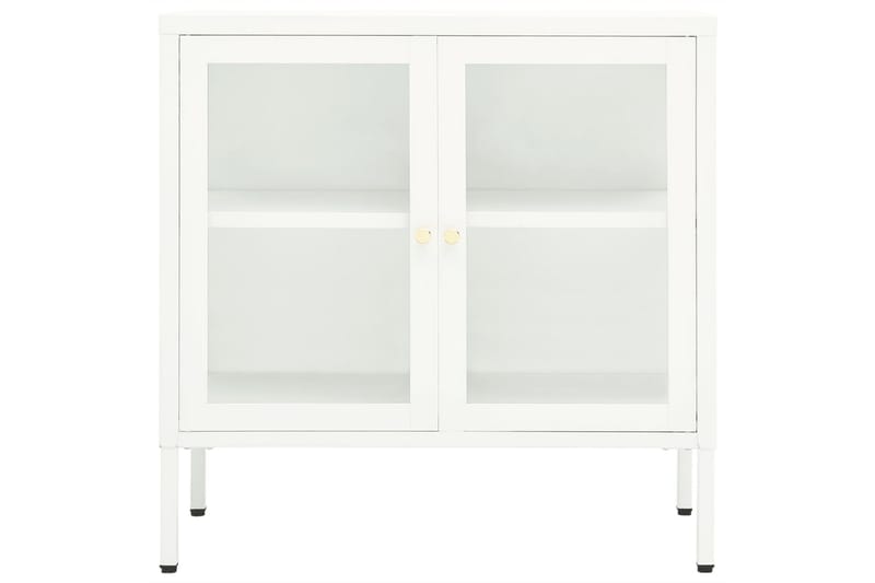 skænk 70x35x70 cm stål og glas hvid - Hvid - Opbevaring - Opbevaringsmøbler - Skænke & sideboards