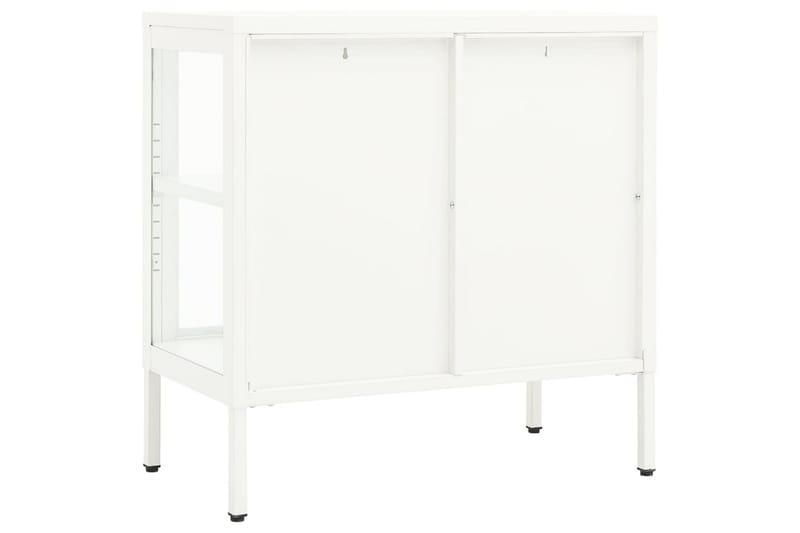 skænk 70x35x70 cm stål og glas hvid - Hvid - Opbevaring - Opbevaringsmøbler - Skænke & sideboards