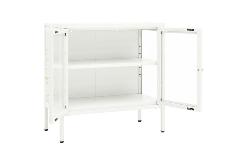 skænk 70x35x70 cm stål og glas hvid - Hvid - Opbevaring - Opbevaringsmøbler - Skænke & sideboards