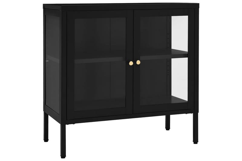 skænk 70x35x70 cm stål og glas sort - Sort - Opbevaring - Opbevaringsmøbler - Skænke & sideboards