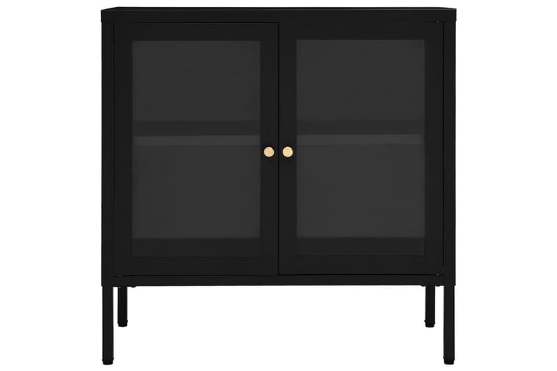 skænk 70x35x70 cm stål og glas sort - Sort - Opbevaring - Opbevaringsmøbler - Skænke & sideboards