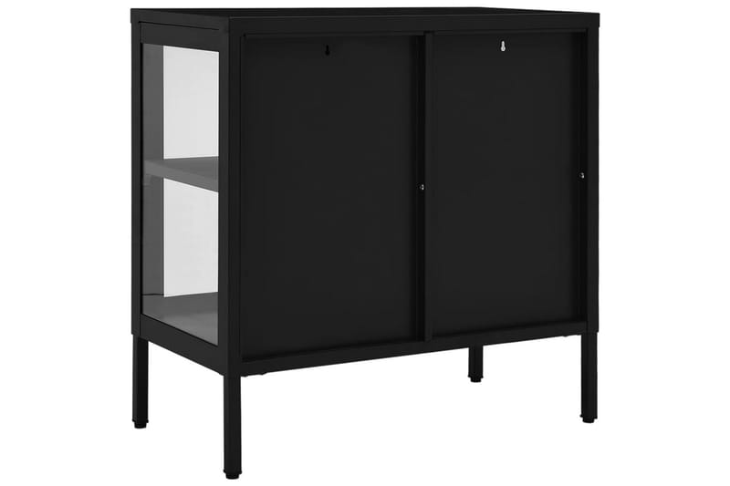 skænk 70x35x70 cm stål og glas sort - Sort - Opbevaring - Opbevaringsmøbler - Skænke & sideboards