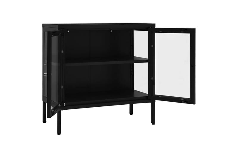 skænk 70x35x70 cm stål og glas sort - Sort - Opbevaring - Opbevaringsmøbler - Skænke & sideboards