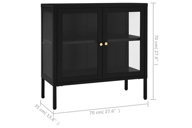 skænk 70x35x70 cm stål og glas sort - Sort - Opbevaring - Opbevaringsmøbler - Skænke & sideboards