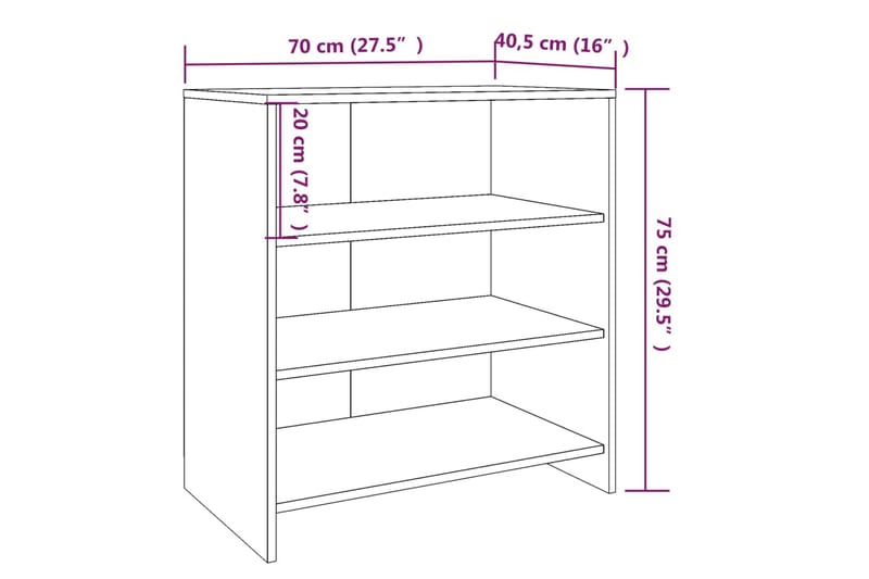 skænk 70x40,5x75 cm spånplade grå sonoma-eg - Grå - Opbevaring - Opbevaringsmøbler - Skænke & sideboards