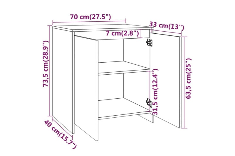 skænk 70x40x73,5 cm spånplade betongrå - Grå - Opbevaring - Opbevaringsmøbler - Skænke & sideboards