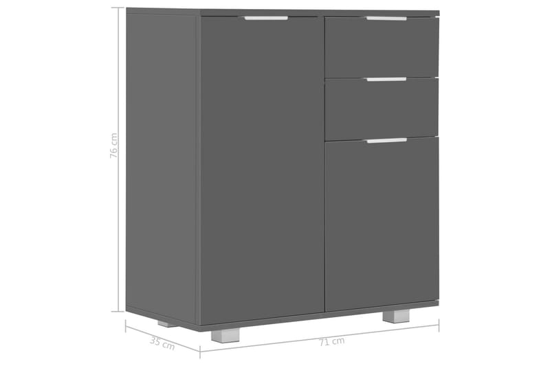 Skænk 71 X 35 X 76 Cm Spånplade Grå Højglans - Grå - Opbevaring - Opbevaringsmøbler - Skænke & sideboards