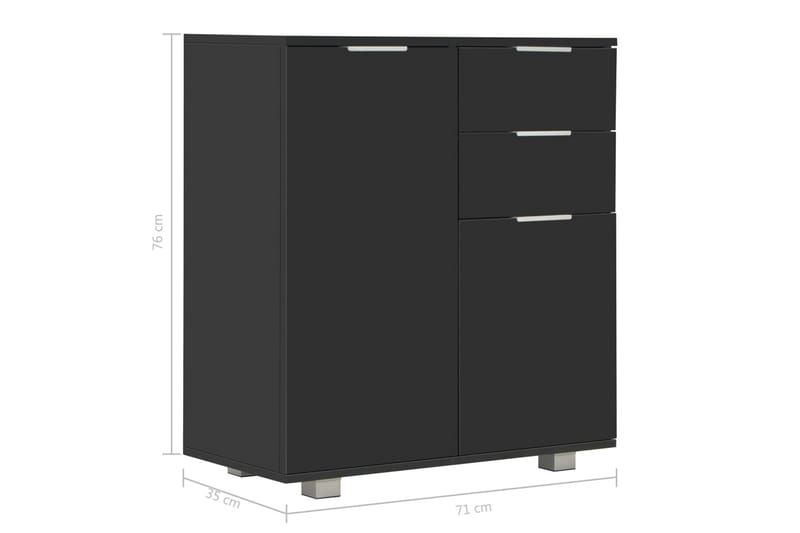 Skænk 71 X 35 X 76 Cm Spånplade Sort Højglans - Sort - Opbevaring - Opbevaringsmøbler - Skænke & sideboards