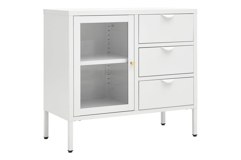 skænk 75x35x70 cm stål og hærdet glas hvid - Hvid - Opbevaring - Opbevaringsmøbler - Skænke & sideboards