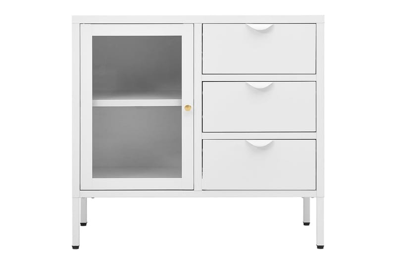 skænk 75x35x70 cm stål og hærdet glas hvid - Hvid - Opbevaring - Opbevaringsmøbler - Skænke & sideboards