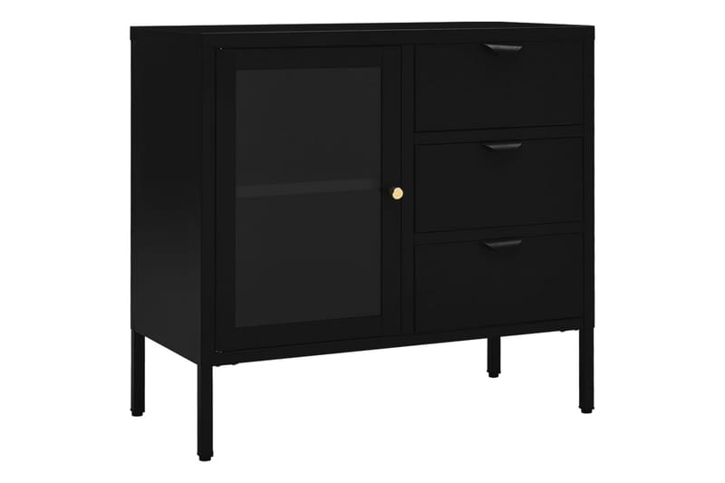 skænk 75x35x70 cm stål og hærdet glas sort - Sort - Opbevaring - Opbevaringsmøbler - Skænke & sideboards