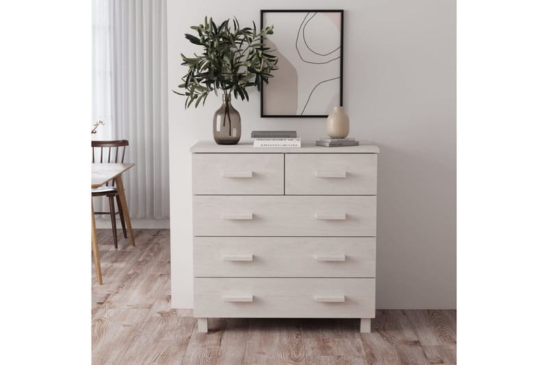 skænk 79x40x80 cm massivt fyrretræ hvid - Hvid - Opbevaring - Opbevaringsmøbler - Skænke & sideboards