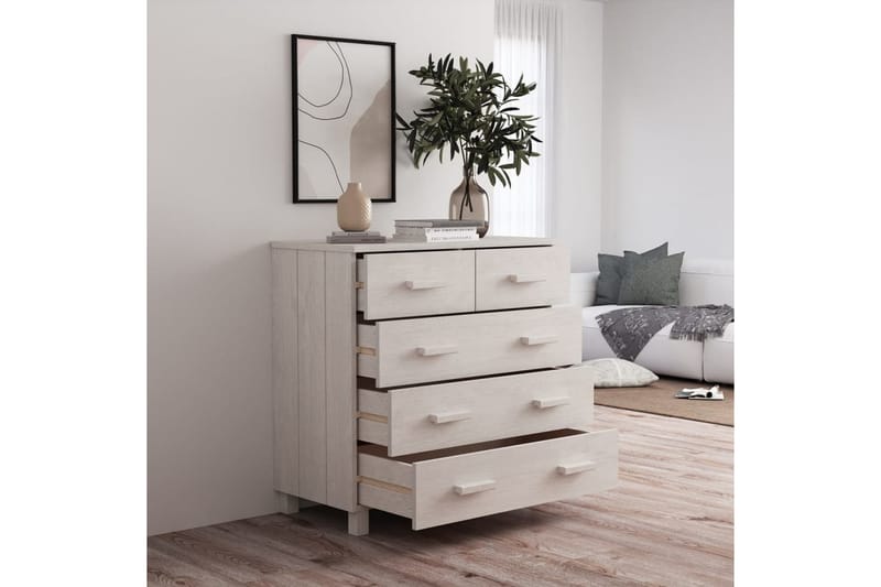 skænk 79x40x80 cm massivt fyrretræ hvid - Hvid - Opbevaring - Opbevaringsmøbler - Skænke & sideboards