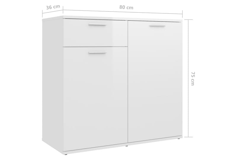 skænk 80x36x75 cm spånplade hvid højglans - Hvid - Opbevaring - Opbevaringsmøbler - Skænke & sideboards