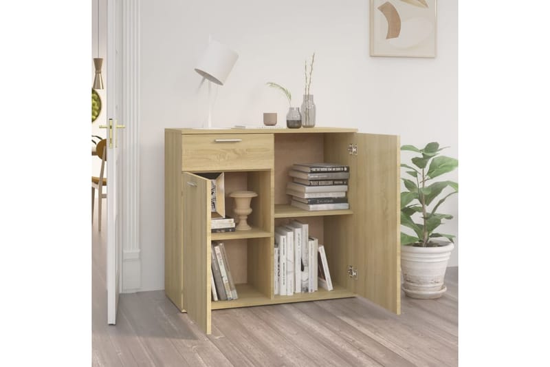 skænk 80x36x75 cm spånplade sonoma-eg - Brun - Opbevaring - Opbevaringsmøbler - Skænke & sideboards