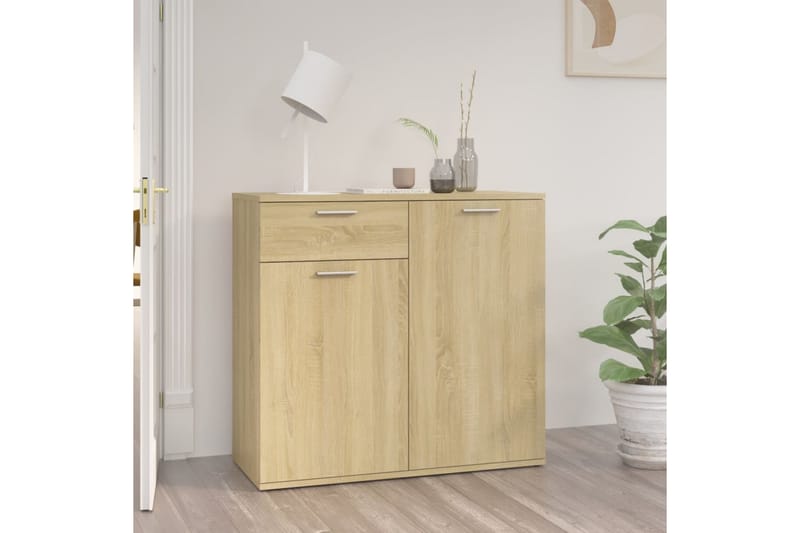 skænk 80x36x75 cm spånplade sonoma-eg - Brun - Opbevaring - Opbevaringsmøbler - Skænke & sideboards