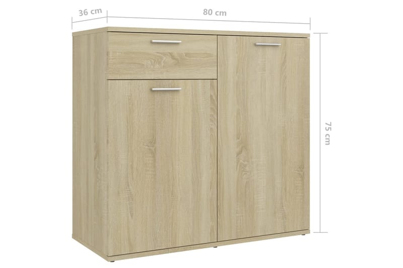 skænk 80x36x75 cm spånplade sonoma-eg - Brun - Opbevaring - Opbevaringsmøbler - Skænke & sideboards