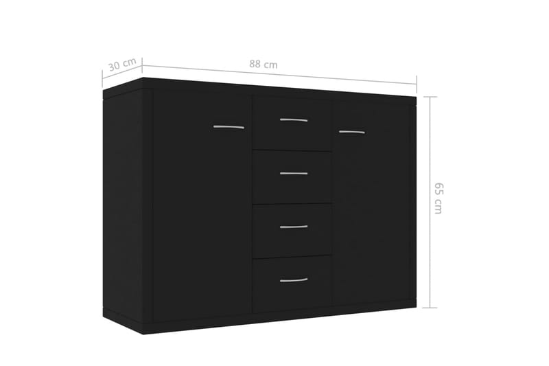 Skænk 88 x 30 x 65 cm Spånplade Sort - Sort - Opbevaring - Opbevaringsmøbler - Skænke & sideboards