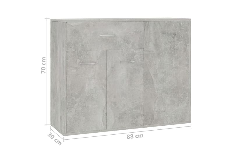 Skænk 88 X 30 X 70 Cm Spånplade Betongrå - Grå - Opbevaring - Opbevaringsmøbler - Skænke & sideboards