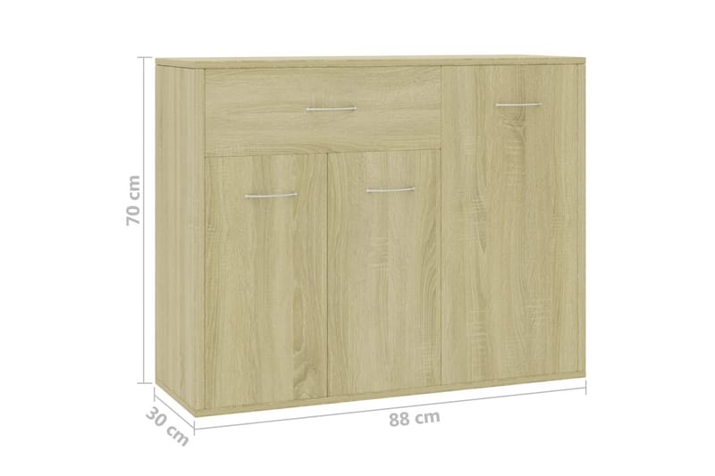 Skænk 88 X 30 X 70 Cm Spånplade Sonoma-Eg - Brun - Opbevaring - Opbevaringsmøbler - Skænke & sideboards