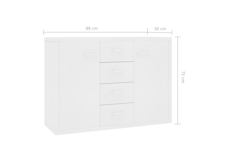 Skænk 88 X 30 X 75 Cm Spånplade Hvid - Hvid - Opbevaring - Opbevaringsmøbler - Skænke & sideboards