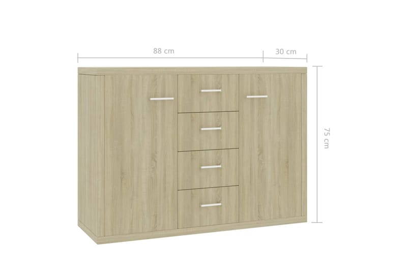 Skænk 88 X 30 X 75 Cm Spånplade Sonoma-Eg - Brun - Opbevaring - Opbevaringsmøbler - Skænke & sideboards