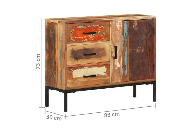 skænk 88x30x73 cm massivt genbrugstræ - Brun - Opbevaring - Opbevaringsmøbler - Skænke & sideboards