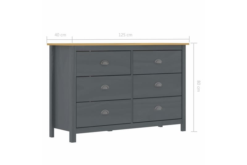 Skænk Hill Range 125x40x80 cm Massivt Fyrretræ Grå - Opbevaring - Opbevaringsmøbler - Skænke & sideboards