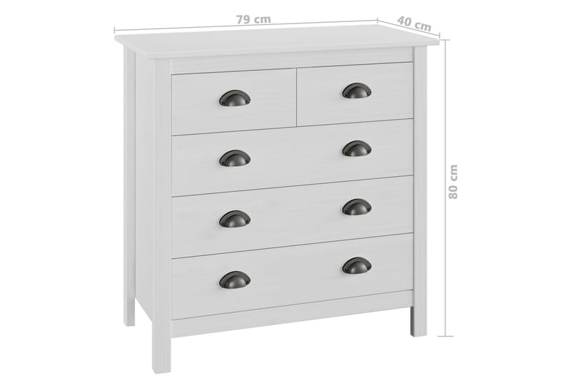 Skænk Hill Range 79X40X80 cm Massivt Fyrretræ Hvid - Opbevaring - Opbevaringsmøbler - Skænke & sideboards