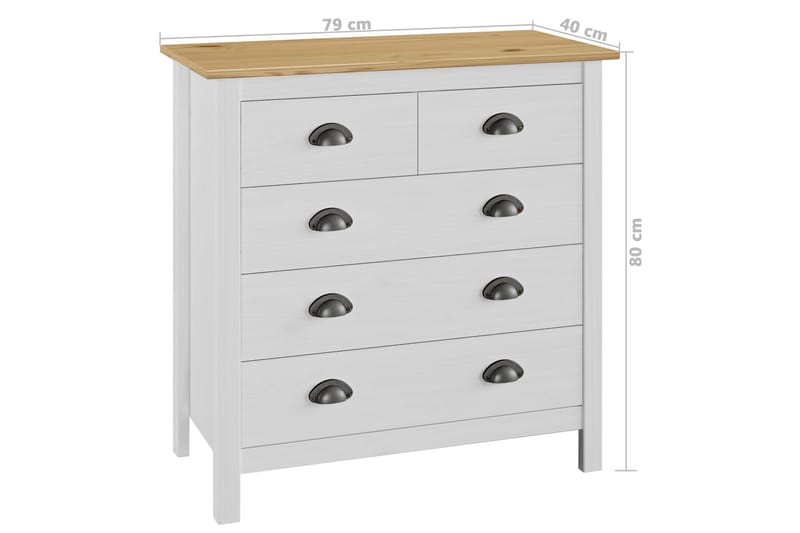 Skænk Hill Range 79X40X80 cm Massivt Fyrretræ Hvid - Opbevaring - Opbevaringsmøbler - Skænke & sideboards