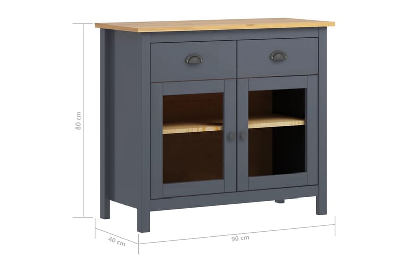 Skænk Hill Range 90x40x80 cm Massivt Fyrretræ Grå - Opbevaring - Opbevaringsmøbler - Skænke & sideboards