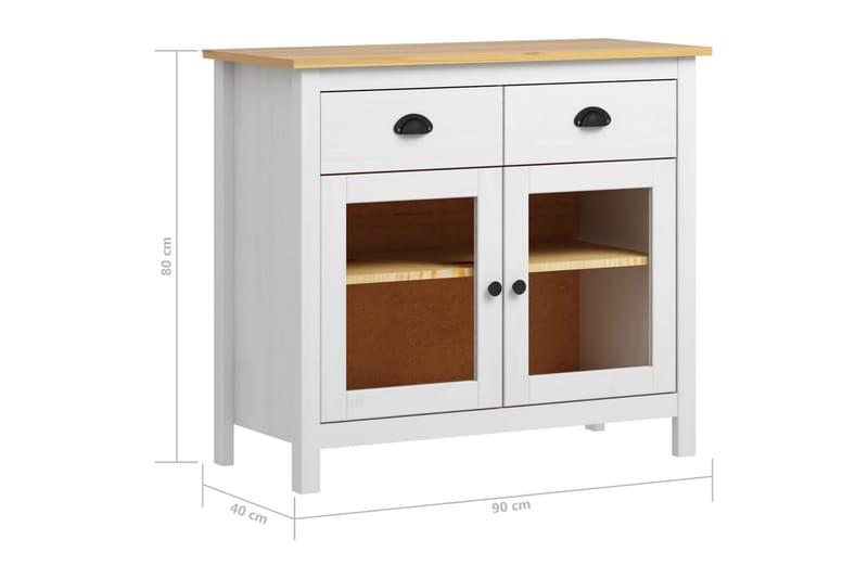 Skænk Hill Range 90x40x80 cm Massivt Fyrretræ Hvid - Opbevaring - Opbevaringsmøbler - Skænke & sideboards