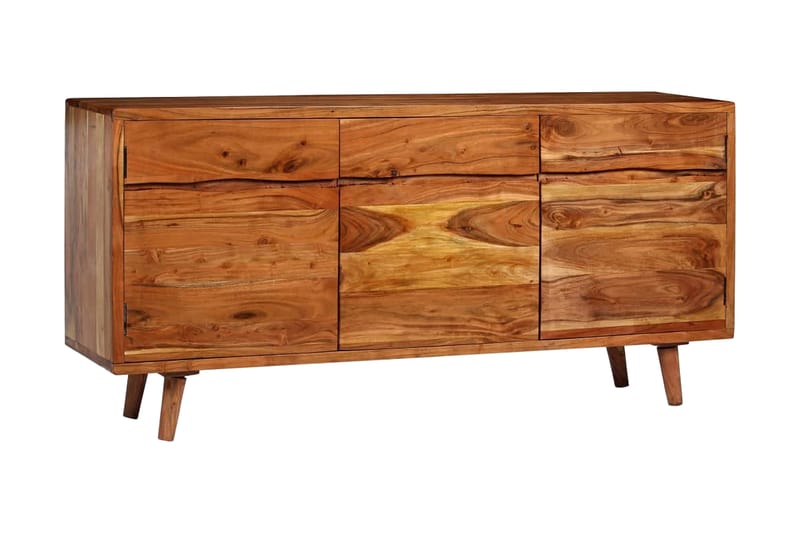 Skænk I Massivt Træ Med Udskårne Døre 160 X 40 X 75 Cm - Brun - Opbevaring - Opbevaringsmøbler - Skænke & sideboards