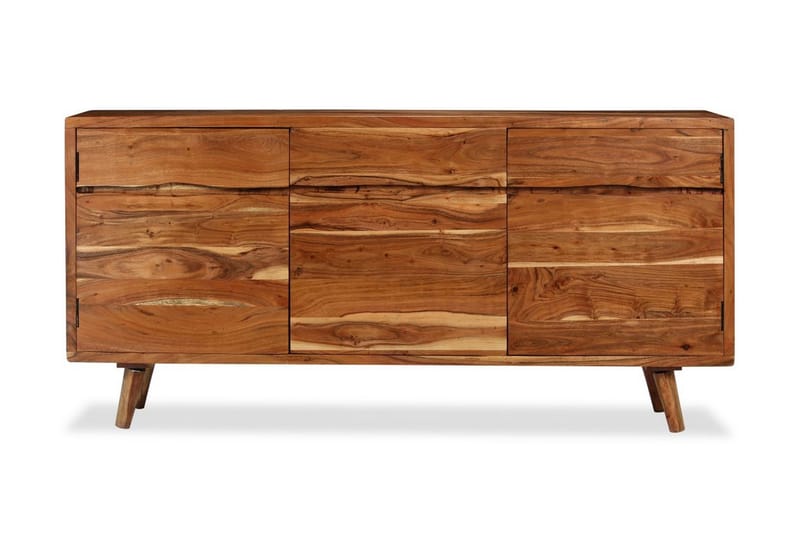 Skænk I Massivt Træ Med Udskårne Døre 160 X 40 X 75 Cm - Brun - Opbevaring - Opbevaringsmøbler - Skænke & sideboards