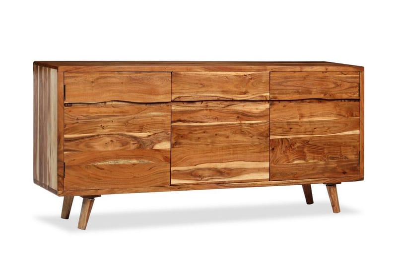 Skænk I Massivt Træ Med Udskårne Døre 160 X 40 X 75 Cm - Brun - Opbevaring - Opbevaringsmøbler - Skænke & sideboards