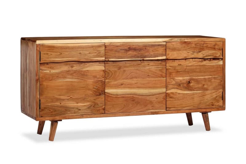 Skænk I Massivt Træ Med Udskårne Døre 160 X 40 X 75 Cm - Brun - Opbevaring - Opbevaringsmøbler - Skænke & sideboards