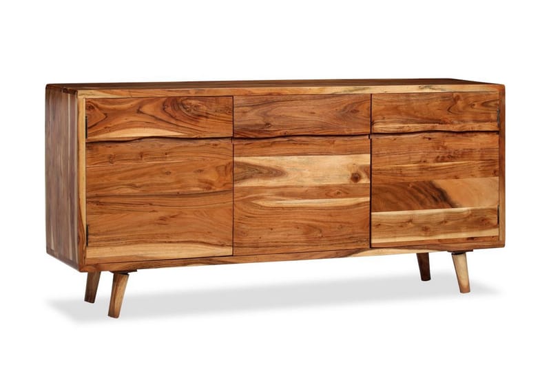 Skænk I Massivt Træ Med Udskårne Døre 160 X 40 X 75 Cm - Brun - Opbevaring - Opbevaringsmøbler - Skænke & sideboards