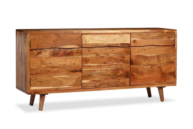 Skænk I Massivt Træ Med Udskårne Døre 160 X 40 X 75 Cm - Brun - Opbevaring - Opbevaringsmøbler - Skænke & sideboards