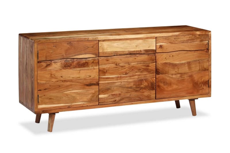 Skænk I Massivt Træ Med Udskårne Døre 160 X 40 X 75 Cm - Brun - Opbevaring - Opbevaringsmøbler - Skænke & sideboards