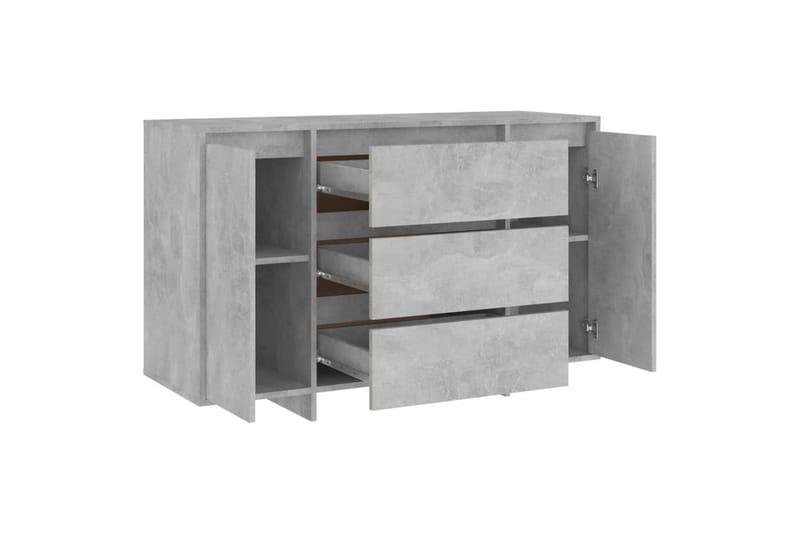 skænk med 3 skuffer 120x41x75 cm spånplade betongrå - Grå - Skænke & sideboards